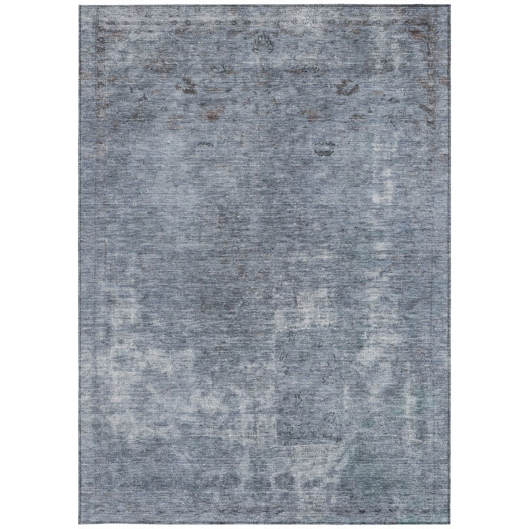 3' X 5' Blue And Gray Abstract Washable Indoor Outdoor Area Rug - Blue, Gray