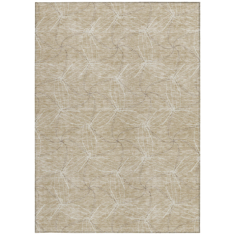 3' X 5' Beige And Ivory Geometric Washable Indoor Outdoor Area Rug Transitional Style - Beige, Ivory Color