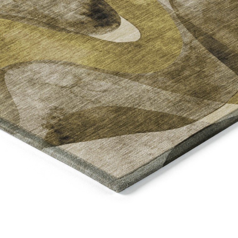 2' X 3' Coffee Abstract Washable Non Skid Indoor Outdoor Area Rug