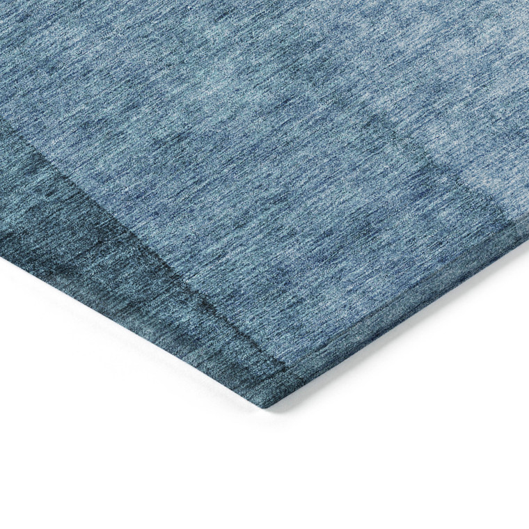 5' X 8' Denim Blue And Navy Blue Ombre Washable Indoor Outdoor Area Rug