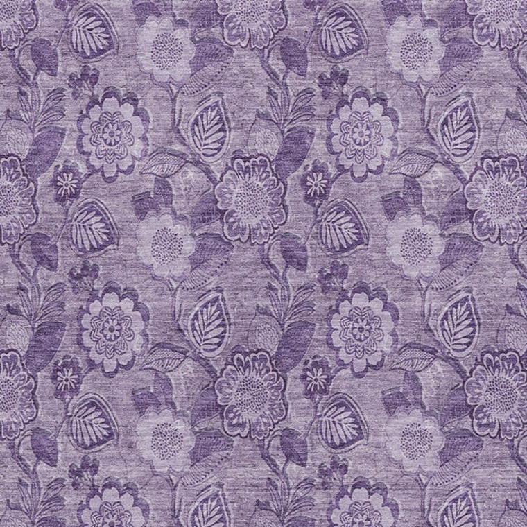 5' X 8' Plum And Purple Floral Washable Indoor Outdoor Area Rug - Plum, Purple
