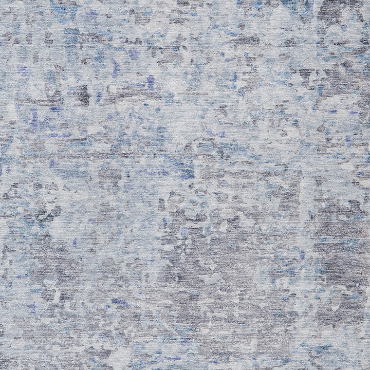 5' X 8' Sky Blue Charcoal And Ivory Abstract Washable Indoor Outdoor Area Rug
