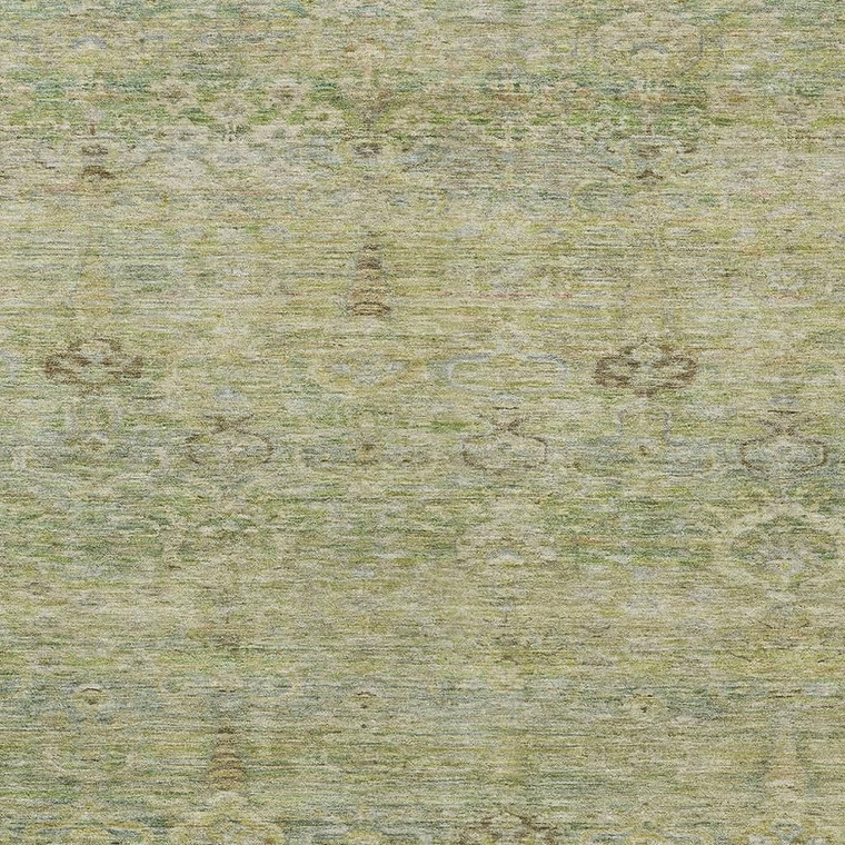 5' X 8' Green And Gold Oriental Washable Indoor Outdoor Area Rug
