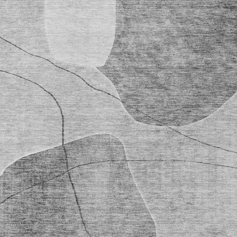 5' X 8' Gray Charcoal And Silver Abstract Washable Indoor Outdoor Area Rug Transitional Style - Gray, Charcoal, Silver Color