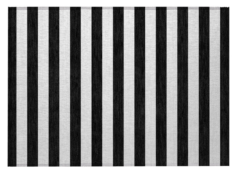 2' X 3' Black and White Striped Washable Indoor Outdoor Area Rug