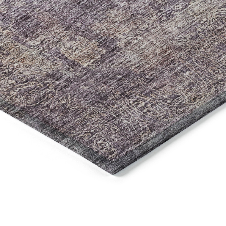 5' X 8' Plum And Lavender Floral Washable Indoor Outdoor Area Rug - Plum, Lavender