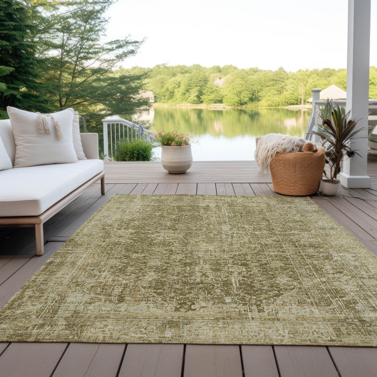 5' X 8' Brown And Beige Abstract Washable Indoor Outdoor Area Rug - Brown, Beige