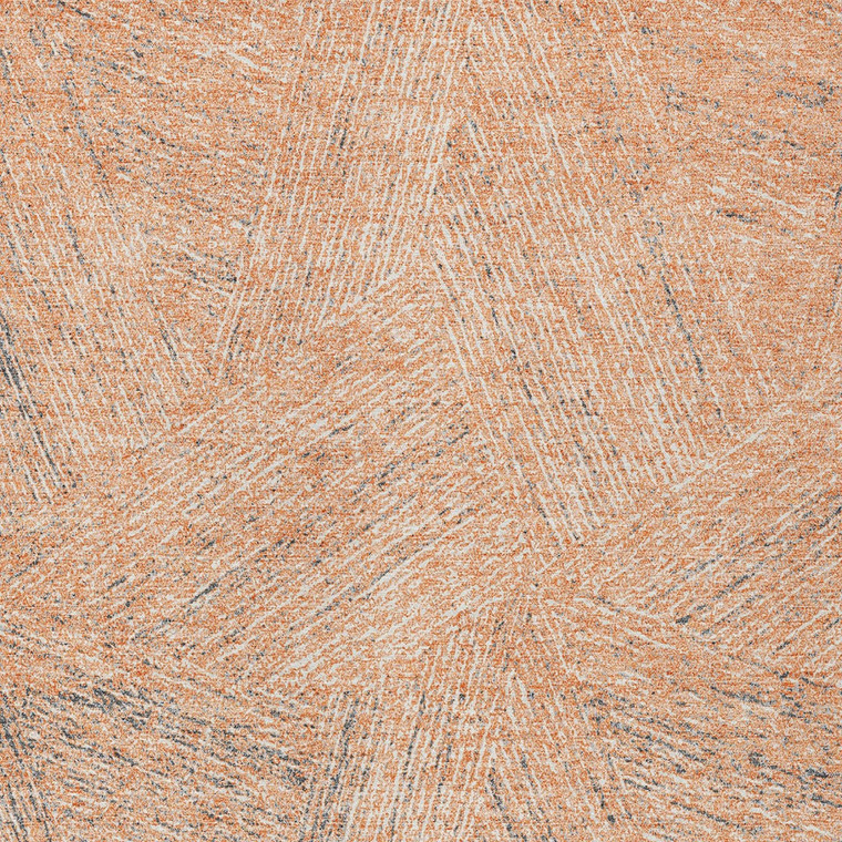 3' X 5' Peach Blue And Ivory Abstract Washable Indoor Outdoor Area Rug