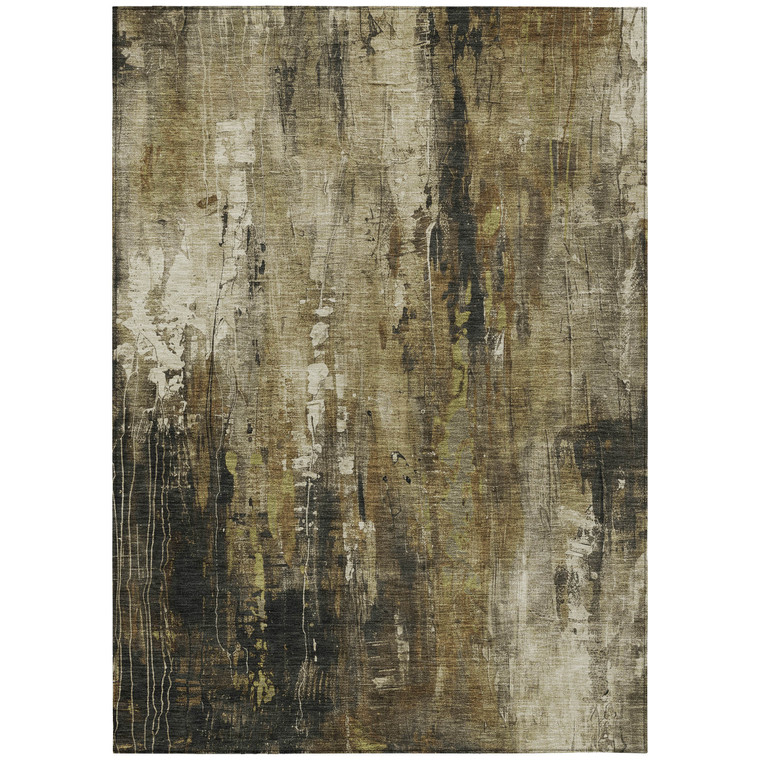 3' X 5' Beige And Taupe Abstract Washable Indoor Outdoor Area Rug - Beige, Taupe
