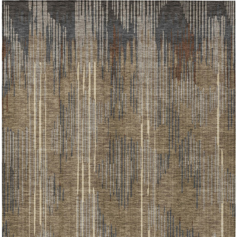 5' X 8' Taupe Gray And Ivory Striped Washable Indoor Outdoor Area Rug