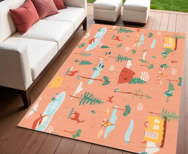 4' X 6' Orange Indoor Outdoor Area Rug - Orange
