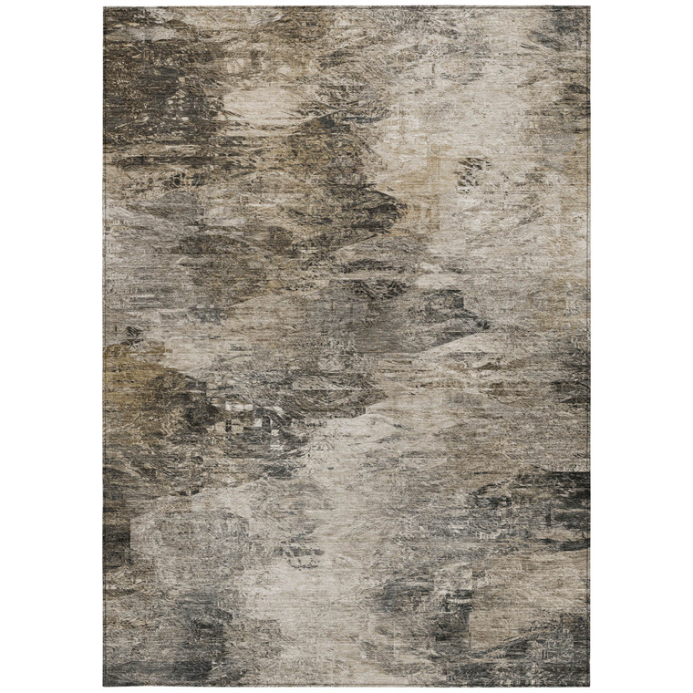 5' X 8' Taupe Beige And Brown Abstract Washable Indoor Outdoor Area Rug - Taupe, Beige, Brown