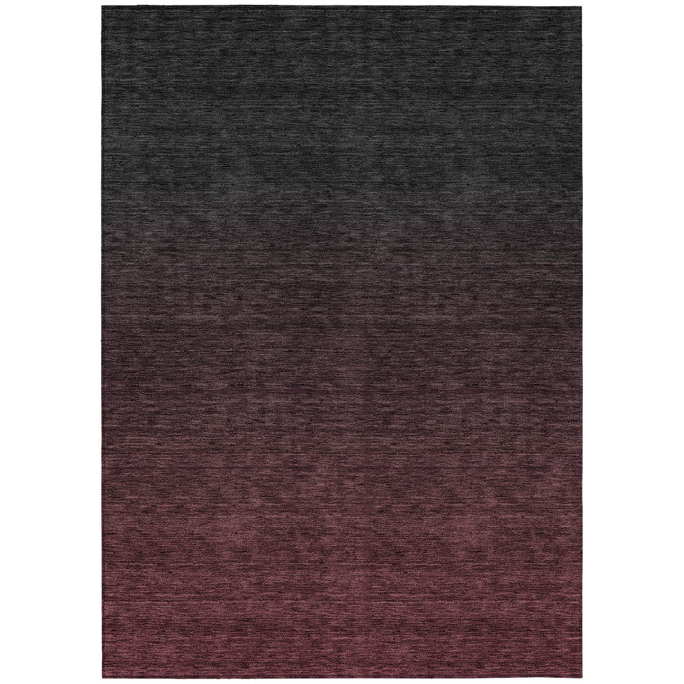 3' X 5' Merlot And Charcoal Abstract Washable Indoor Outdoor Area Rug