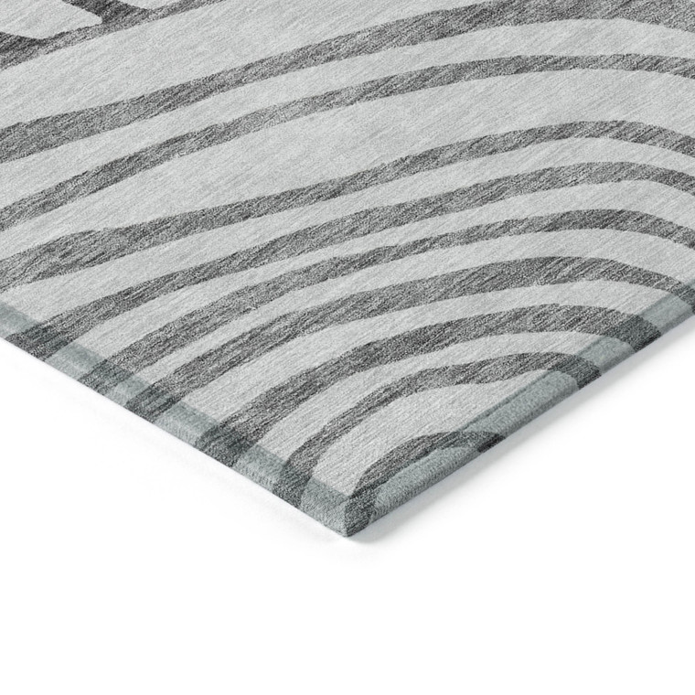 3' X 5' Gray Charcoal And Silver Abstract Washable Indoor Outdoor Area Rug Transitional Style - Gray, Charcoal, Silver Color