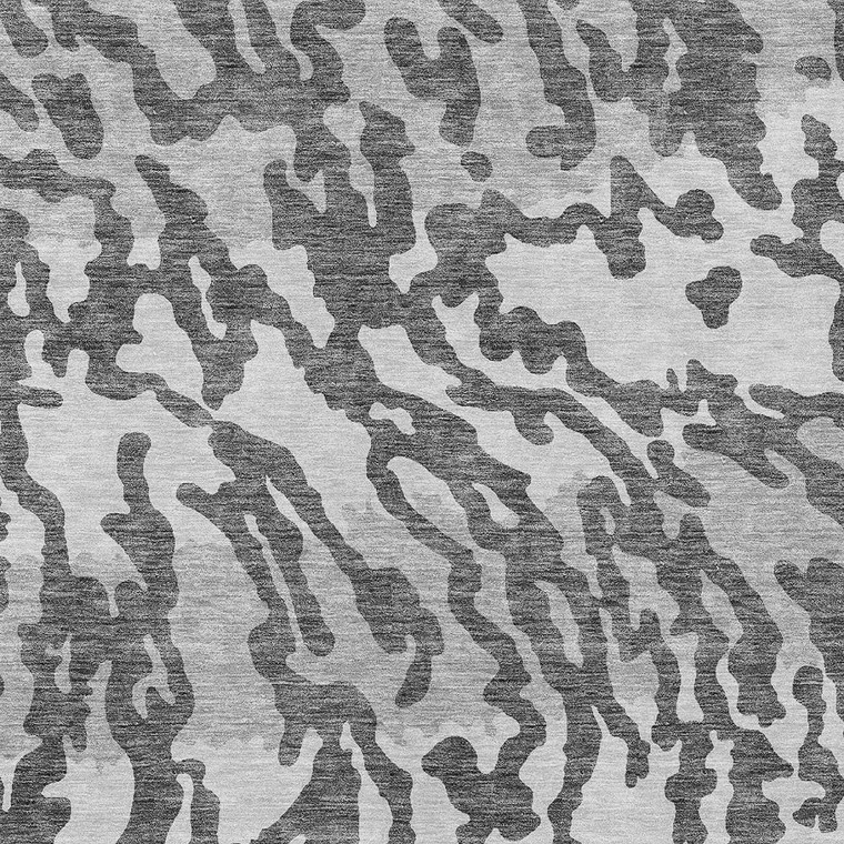 3' X 5' Gray And Ivory Animal Print Washable Indoor Outdoor Area Rug