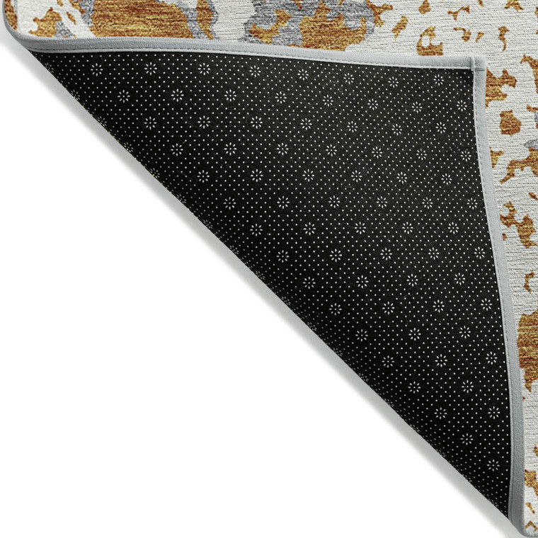 5' X 8' Copper And Ivory Abstract Washable Indoor Outdoor Area Rug - Copper, Ivory