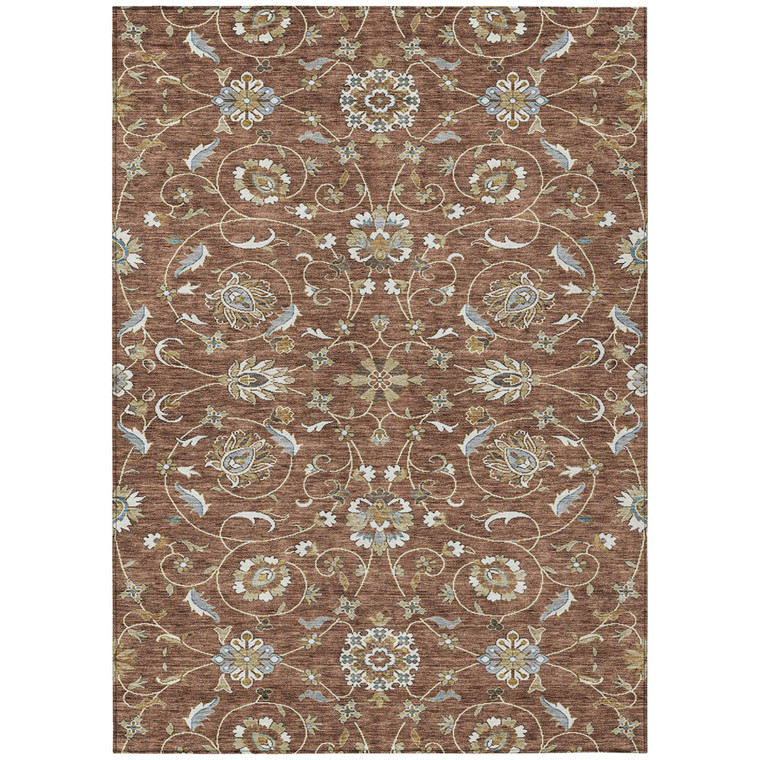 3' X 5' Brown Ivory And Gray Moroccan Washable Indoor Outdoor Area Rug