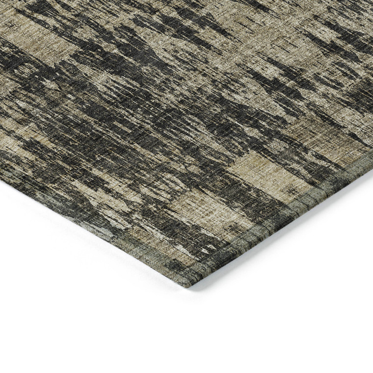 3' X 5' Black Taupe And Beige Moroccan Washable Indoor Outdoor Area Rug