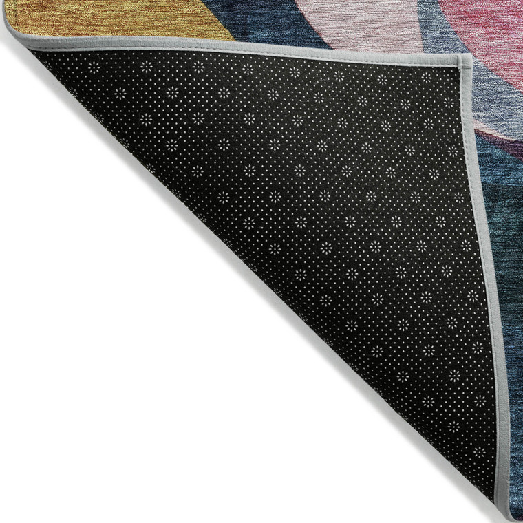 3' X 5' Green Pink And Teal Blue Abstract Washable Indoor Outdoor Area Rug