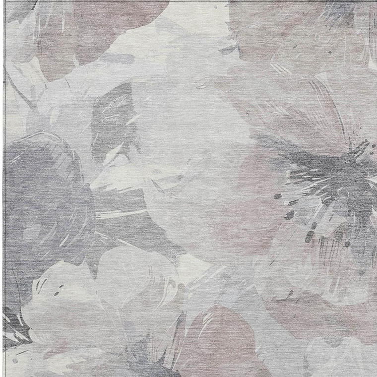 5' X 8' Taupe And Beige Floral Washable Indoor Outdoor Area Rug - Taupe, Ivory