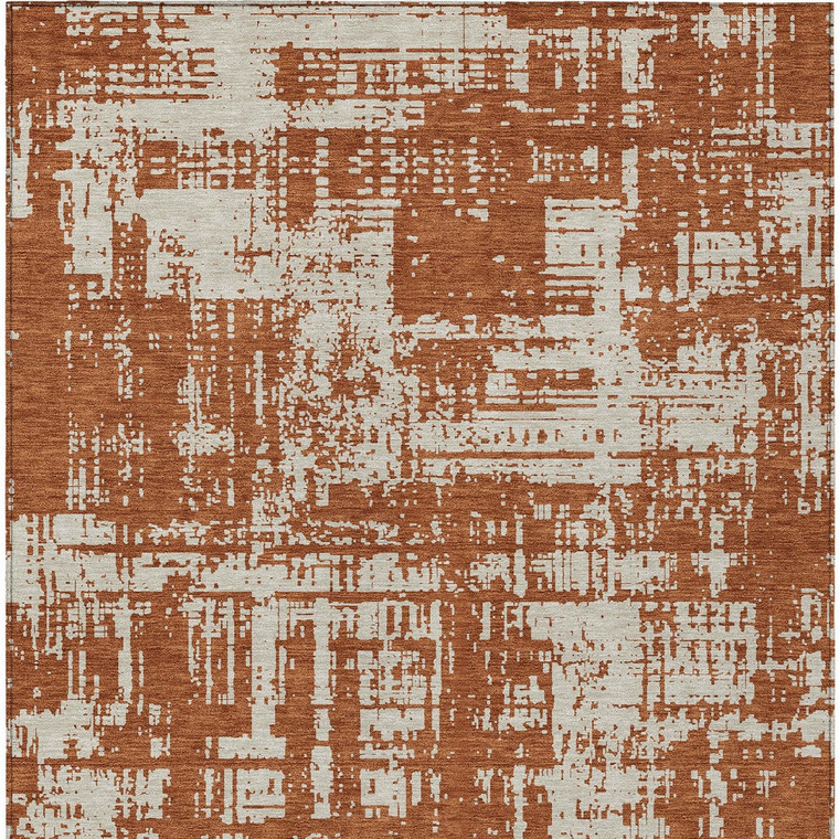 5' X 8' Brown And Ivory Abstract Washable Indoor Outdoor Area Rug Transitional Style - Brown, Ivory Color