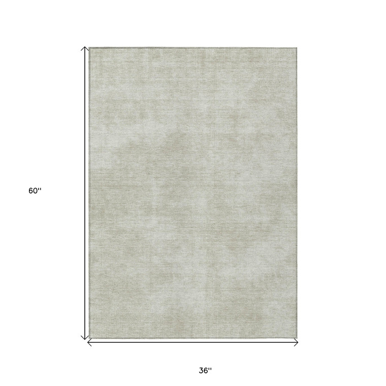 3' X 5' Beige Washable Indoor Outdoor Area Rug