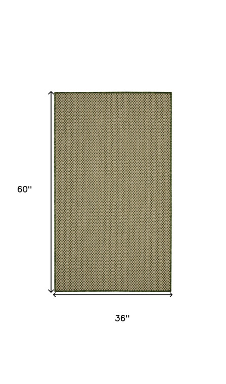 3' X 5' Green And Beige Geometric Indoor Outdoor Area Rug