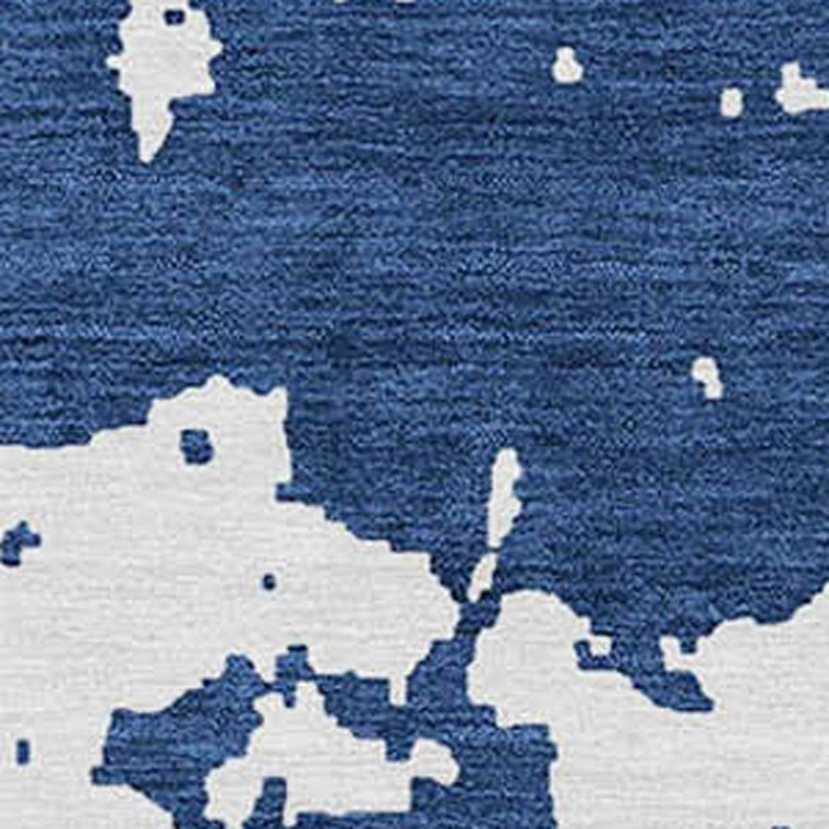 3' X 5' Navy Blue And Ivory Abstract Washable Indoor Outdoor Area Rug - 608219139926