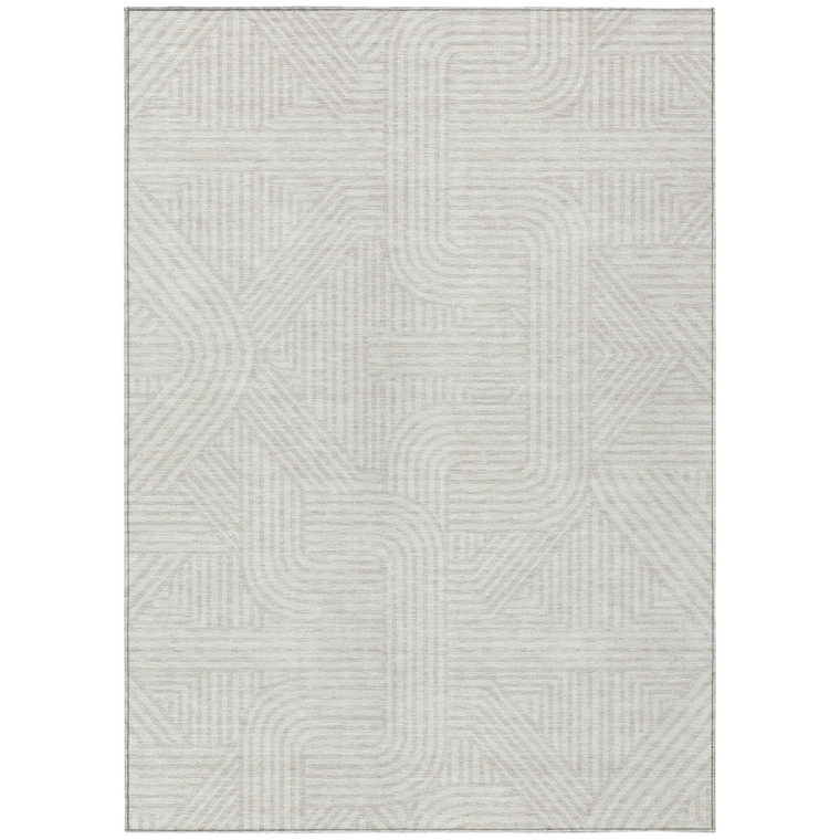 3' X 5' Ivory And Gray Abstract Washable Indoor Outdoor Area Rug - Ivory, Gray