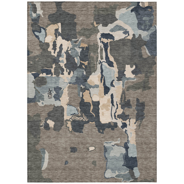 3' X 5' Taupe Gray And Beige Abstract Washable Indoor Outdoor Area Rug - Taupe, Gray, Beige