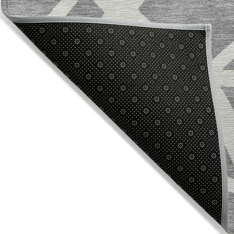 5' X 8' Gray And Ivory Geometric Washable Indoor Outdoor Area Rug Transitional Style - Gray, Ivory Color