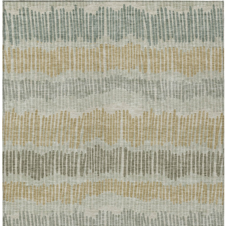 5' X 8' Beige Brown And Gray Striped Washable Indoor Outdoor Area Rug