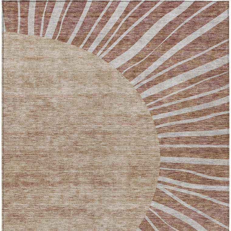 5' X 8' Orange Copper And Terra Cotta Abstract Washable Indoor Outdoor Area Rug Transitional Style - Orange, Copper, Terra Cotta Color