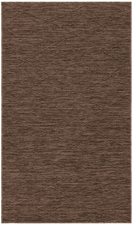 3' X 5' Dark Brown And Brown Geometric Indoor Outdoor Area Rug
