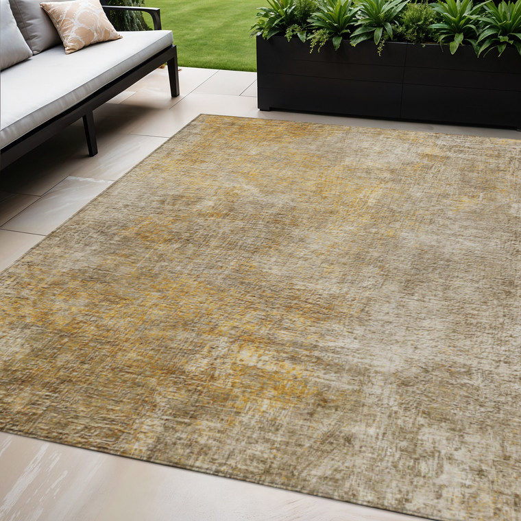 5' X 8' Beige Taupe And Ivory Abstract Washable Indoor Outdoor Area Rug