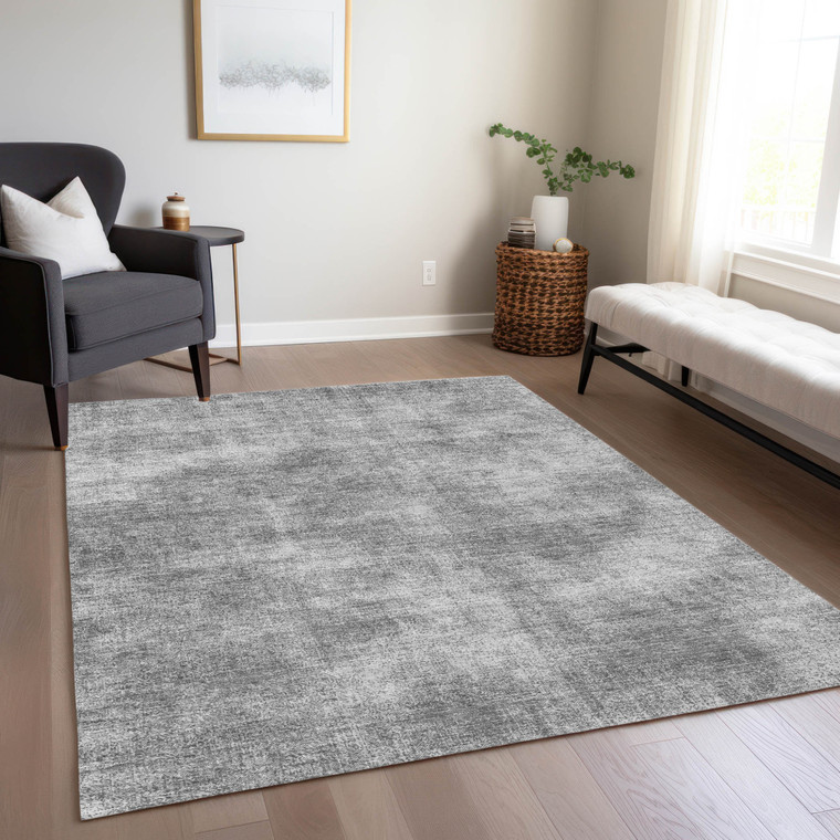 3' X 5' Gray Washable Indoor Outdoor Area Rug