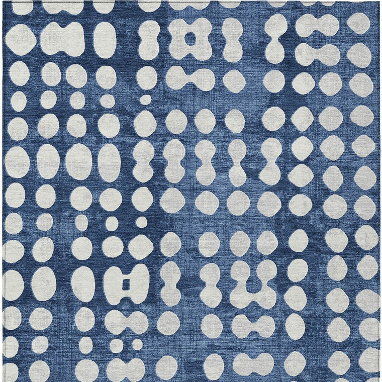 5' X 8' Navy Blue And Ivory Abstract Washable Indoor Outdoor Area Rug Transitional Style - Navy Blue, Ivory Color