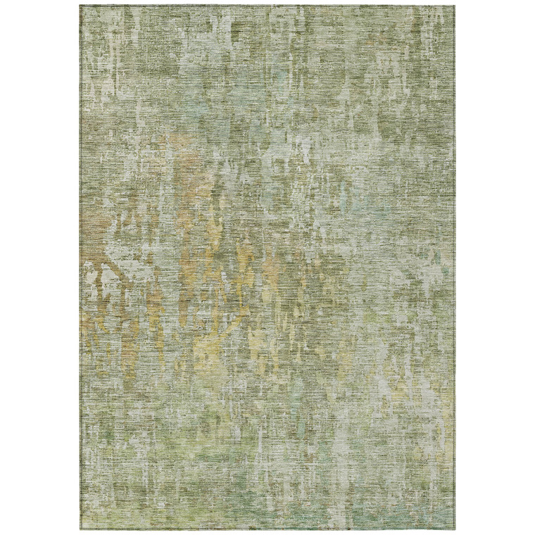 3' X 5' Sage Abstract Washable Indoor Outdoor Area Rug