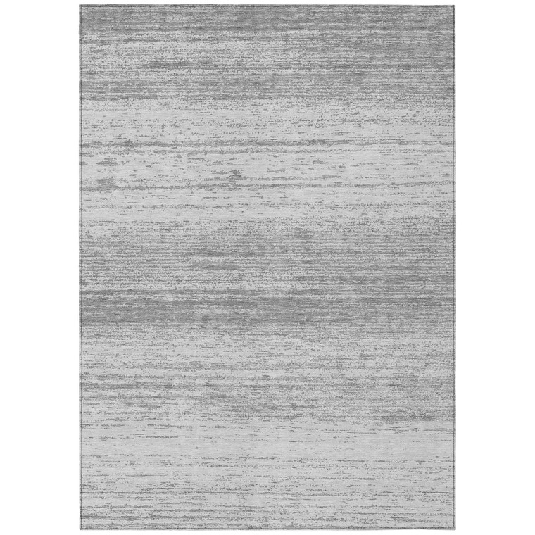 3' X 5' Gray And Silver Striped Washable Indoor Outdoor Area Rug - Gray, Silver