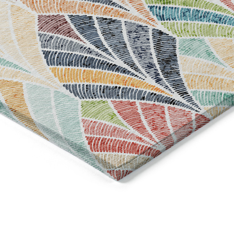 5' X 8' Orange Copper And Gold Geometric Washable Indoor Outdoor Area Rug