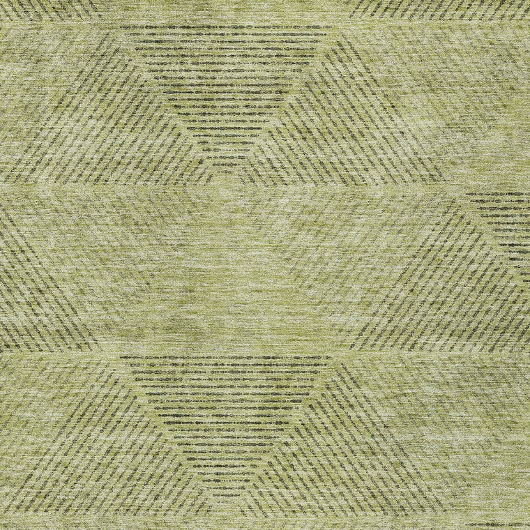 3' X 5' Artichoke Green And Fern Green Geometric Washable Indoor Outdoor Area Rug