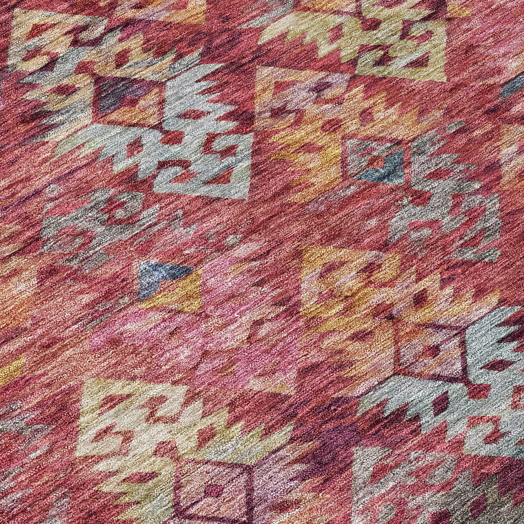 3' X 5' Rust Gold And Blush Aztec Washable Indoor Outdoor Area Rug