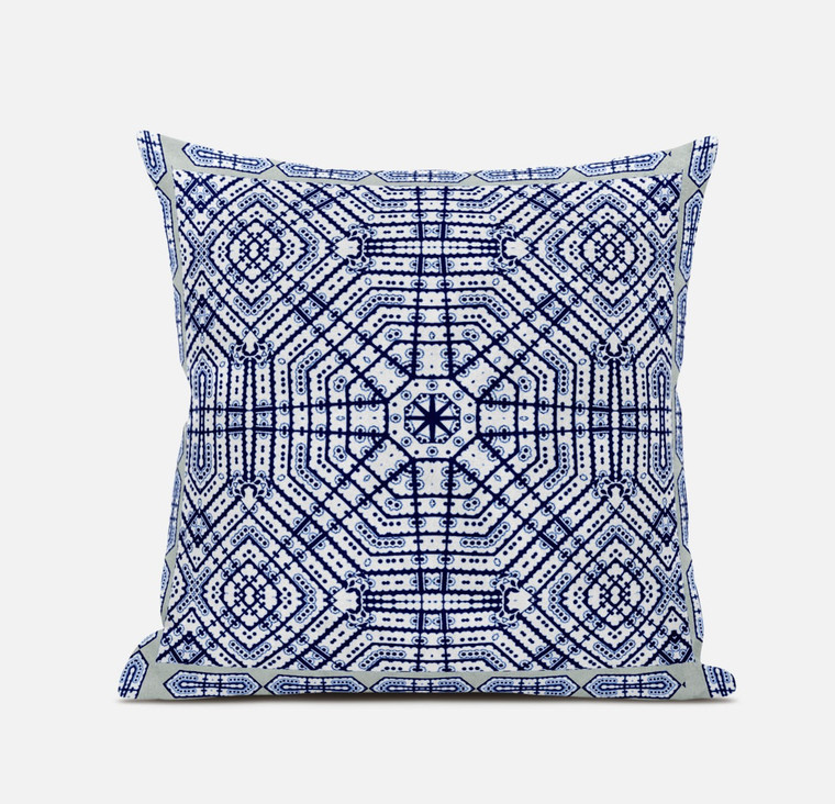 20"x20" Light Blue Indigo Purple Blown Seam Suede Geometric Throw Pillow