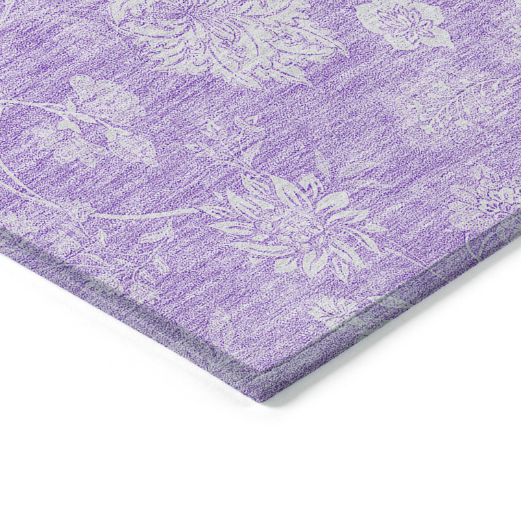 3' X 5' Lavender And Lilac Floral Washable Indoor Outdoor Area Rug
