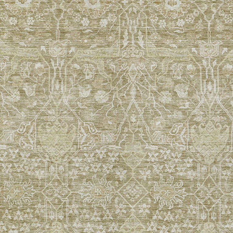 3' X 5' Taupe And Beige Floral Washable Indoor Outdoor Area Rug Transitional Style - Taupe, Beige Color