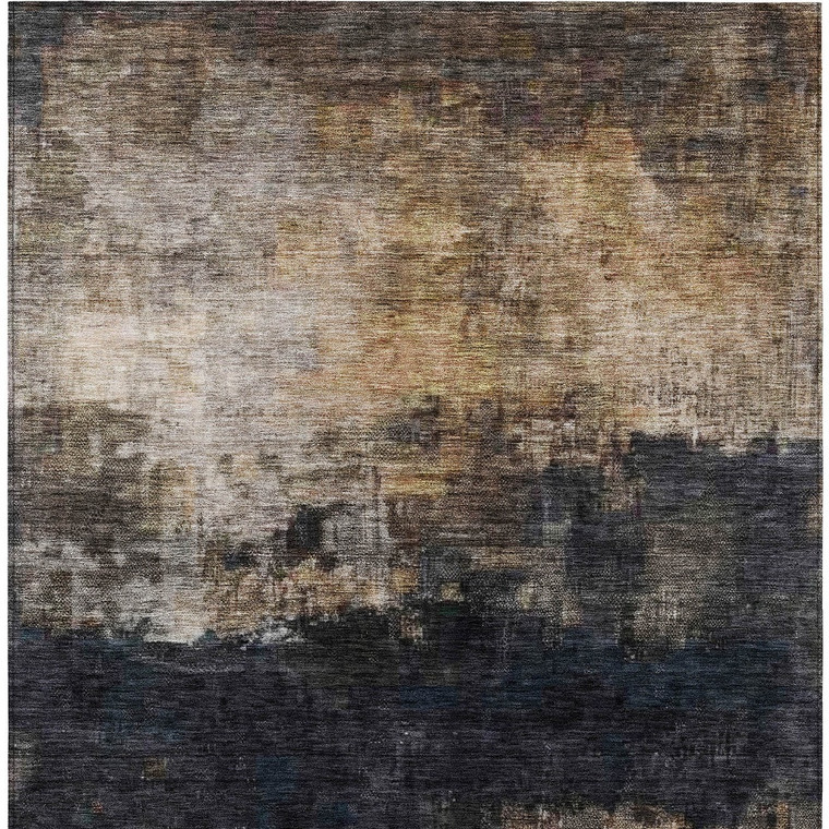 5' X 8' Charcoal Tan And Beige Abstract Washable Indoor Outdoor Area Rug