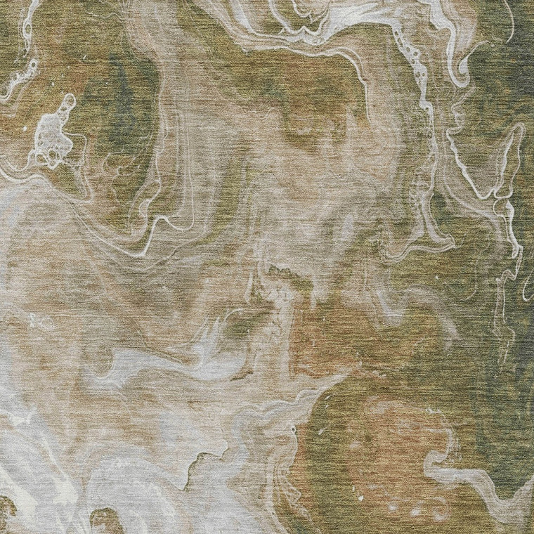 3' X 5' Brown And Ivory Abstract Washable Indoor Outdoor Area Rug - Brown, Ivory