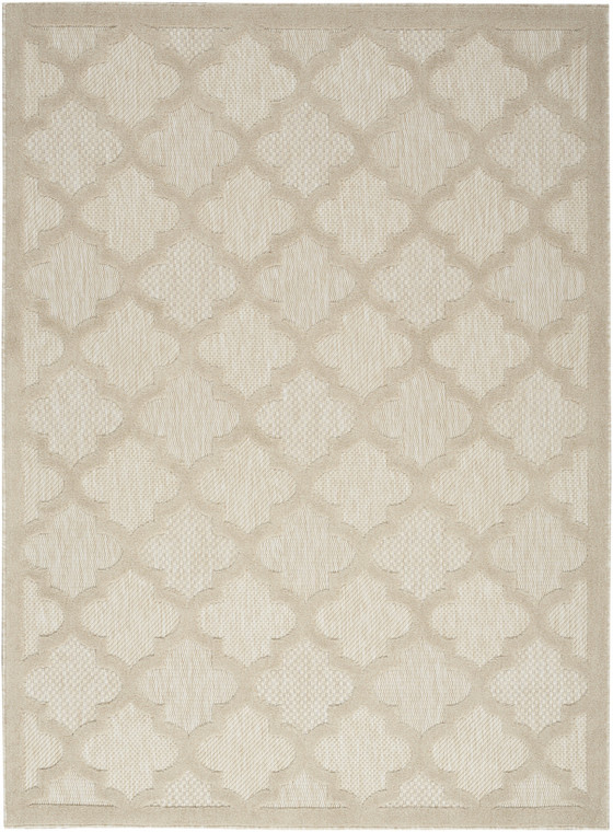 6' X 9' Cream And Beige Trellis Indoor Outdoor Area Rug