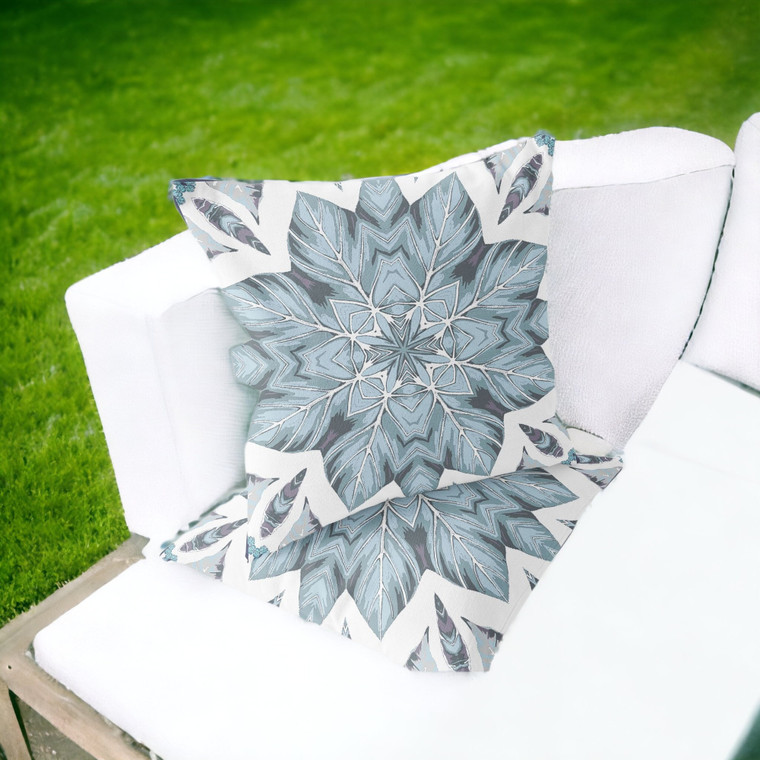 Set of Two 16" X 16" Blue and White Blown Seam Eclectic Indoor Outdoor Throw Pillow - 606114812623