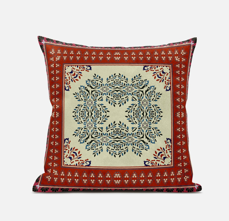 20"x20" Yellow Red Blown Seam Suede Geometric Throw Pillow